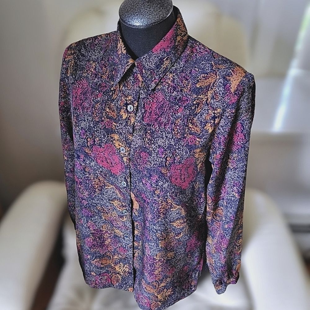 Vtg 90s multicolour snakeskin print button-down blouse